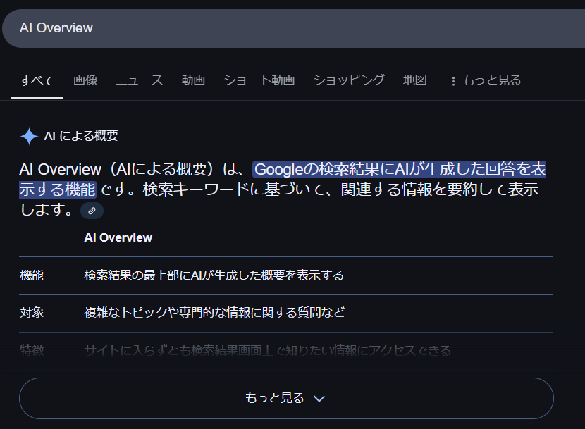 AIOverviewの表示例
