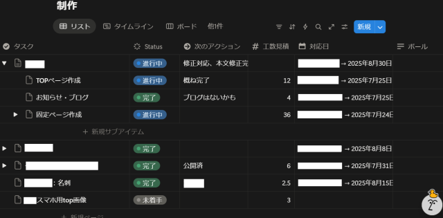 Notionリストビュー