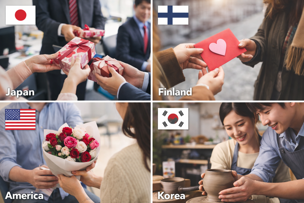日本・フィンランド・アメリカ・韓国のバレンタインの様子