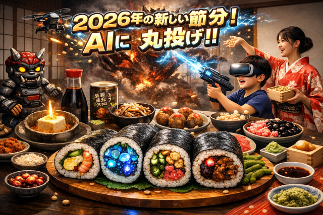 AIが予言する2026年の「節分」の姿。恵方巻から鬼の撃退までAIに丸投げしてみた!