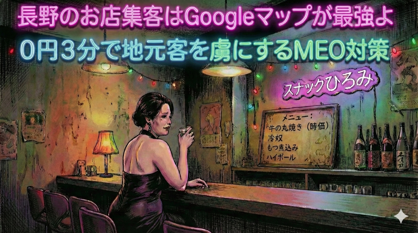 長野のお店の集客はGoogleマップが最強よ。0円3分で地元客を虜にするMEO対策/スナックひろみ 1杯目🍷