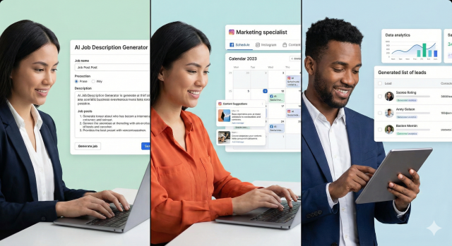 AIを使って効率的に変化する業務に対応する会社員