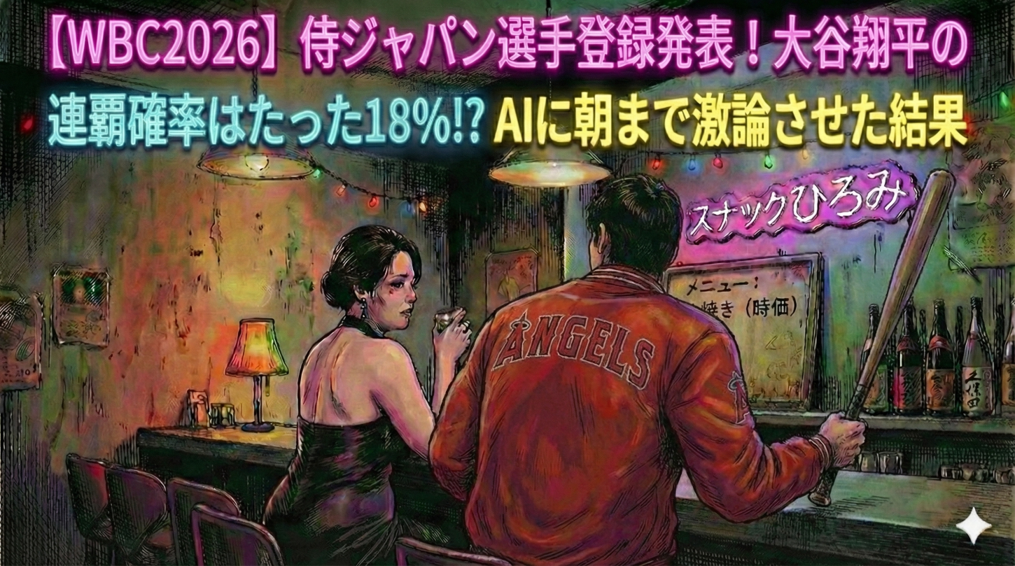 【WBC2026】侍ジャパン選手登録発表！大谷翔平の連覇確率はたった18%!? AIに朝まで激論させた結果／スナックひろみ2杯目🍷