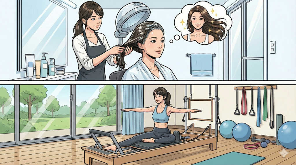 自分磨きに励む女性