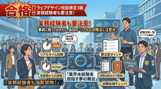 ウェブデザイン技能検定3級に合格!事前に知っておきたい、実務経験者も要注意な「リアルな攻略法と当日の注意点」