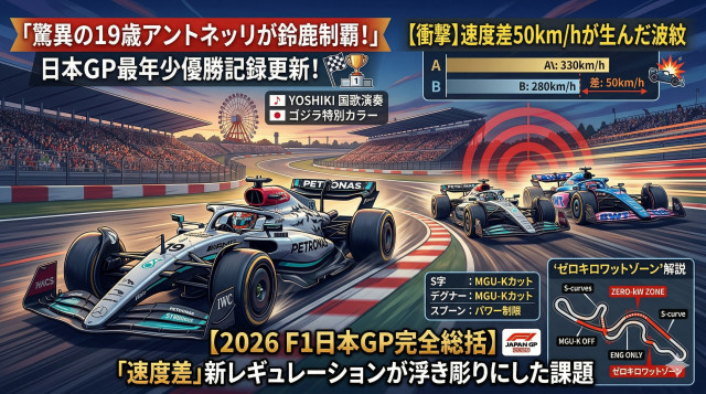 【2026 F1日本GP完全総括】驚異の19歳アントネッリが鈴鹿制覇！優勝の要因と、新レギュレーションが浮き彫りにした「速度差」の衝撃波紋
