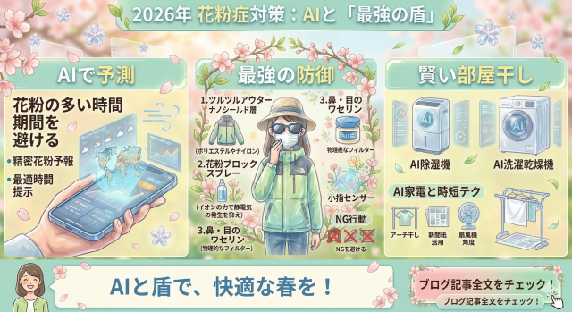 【2026年最新予測】花粉症対策の決定版!AIと「最強の盾」で外出の絶望を克服する新常識