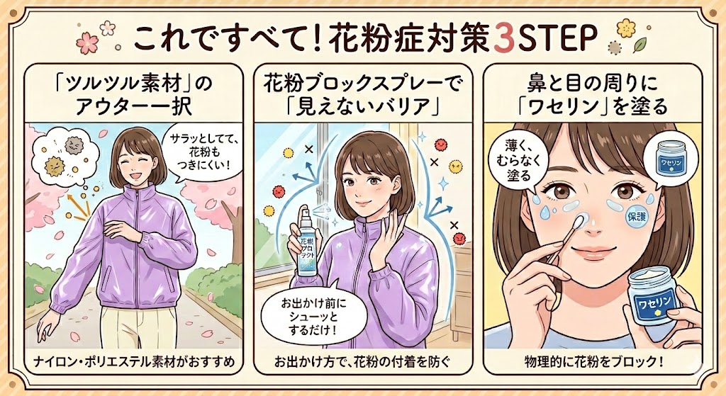 花粉症対策のやり方のイラスト