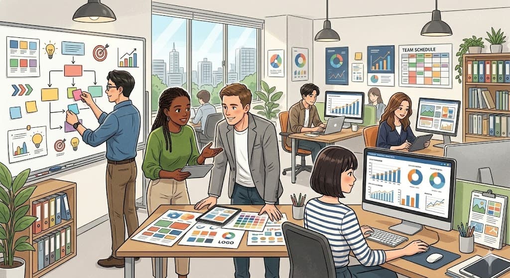 オフィスの様子のイラスト