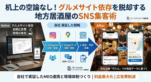 机上の空論なし！グルメサイト依存を脱却する地方居酒屋のSNS集客術｜自社で実証したMEO連携と現場体制づくり