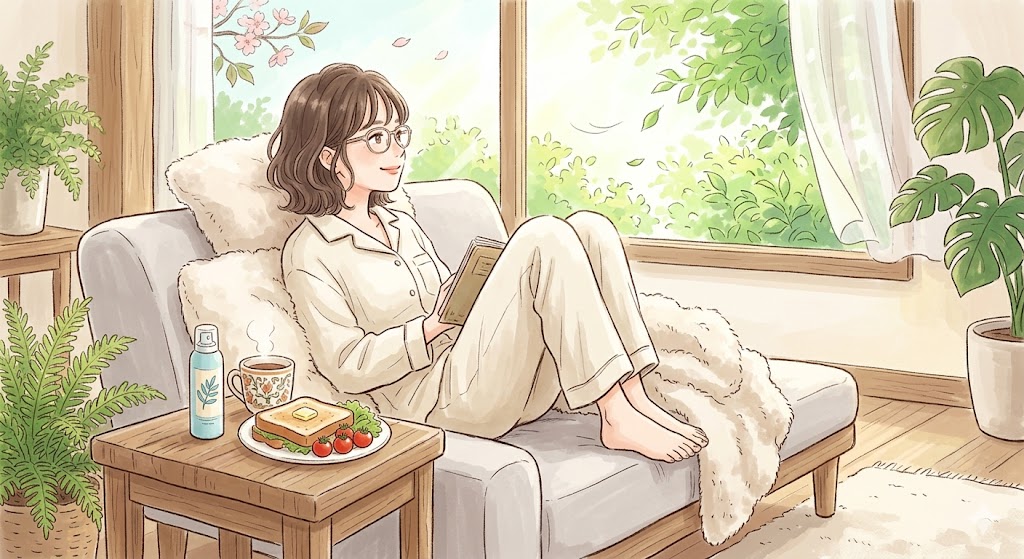 くつろいでいる女性