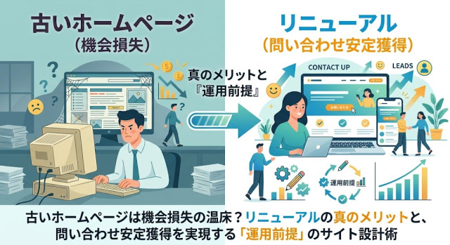 古いホームページは機会損失の温床？リニューアルの真のメリットと、問い合わせ安定獲得を実現する「運用前提」のサイト設計術